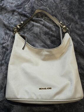 Michael Kors Cream Leather Shoulder Hobo with Gold Hardware